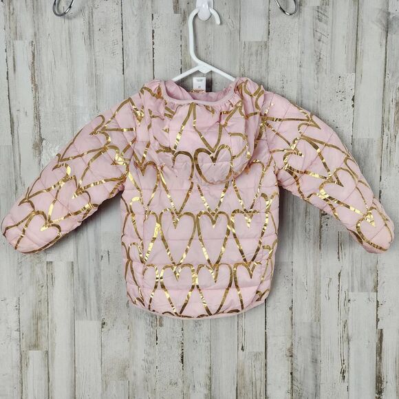 Okie Dokie Puffer Coat Pink Hearts Size 3T - Picture 2 of 7